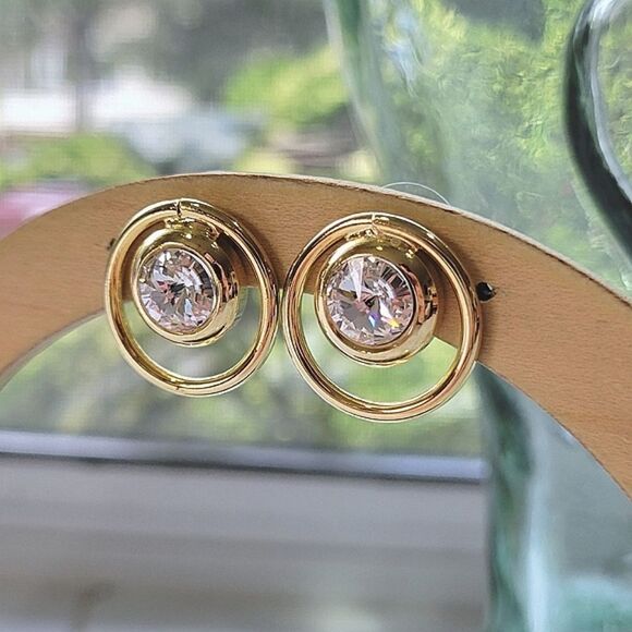 Lot of 2 | Vtg gold tone faux stone earrings - Picture 10 of 13